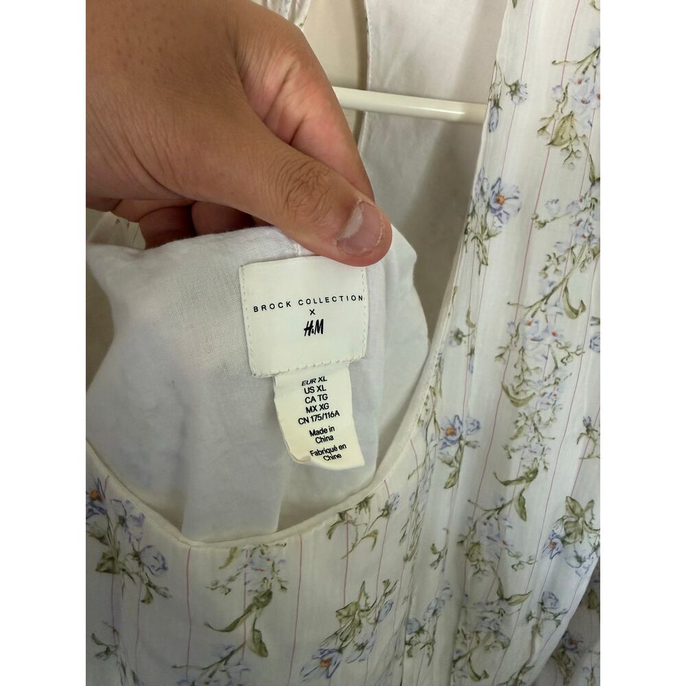 H&M X Brock Collection | Preppy Summer Floral Cottagecore Bubblehem Mini Dress - Picture 8 of 15